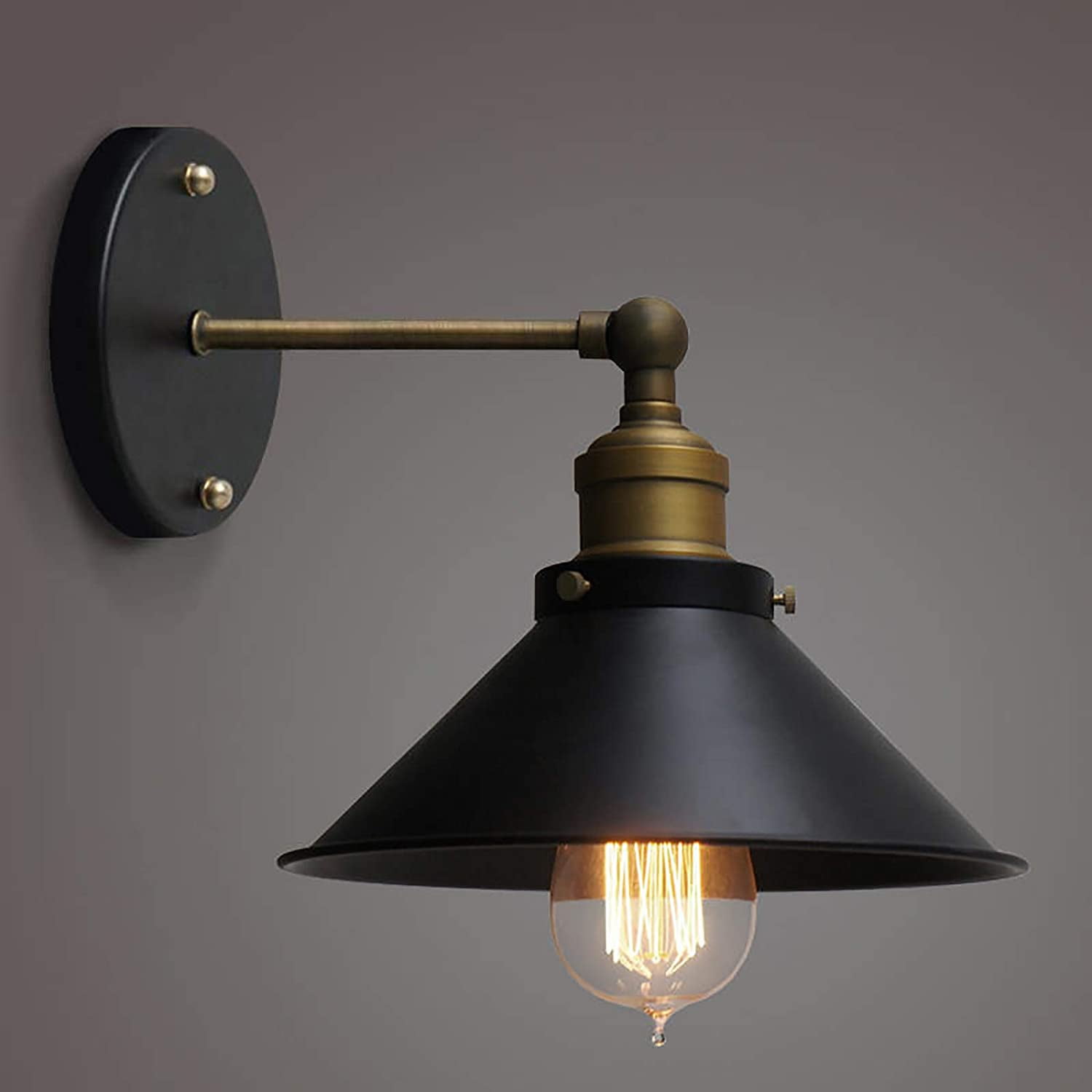 Oukaning Plug in Wall Sconce Industrial Vintage Lamp Bedroom Swing Arm Wall Light