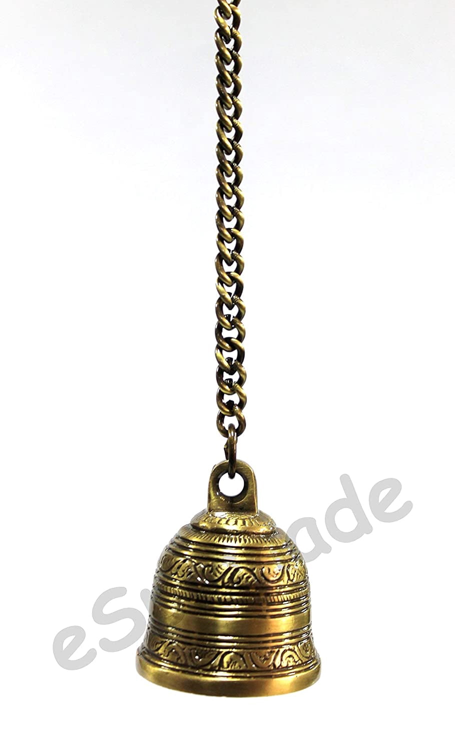 eSplanade - Ethnic Temple Hanging Bell - Door Bell with Chain | Door Decor | Home Decor | Pooja Accessories | Brass - 2.5" Inches with 16" Inches Chain