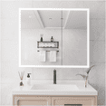 thumbnail image 3 of JERFIT 36x30 Inch Smart LED Bathroom Medicine Cabinet with Mirror, Defogger, Dimmable Lights, Digital Clock, Temperature Display, 2 Electrical Outlets & USB Charging Ports, 3 of 8