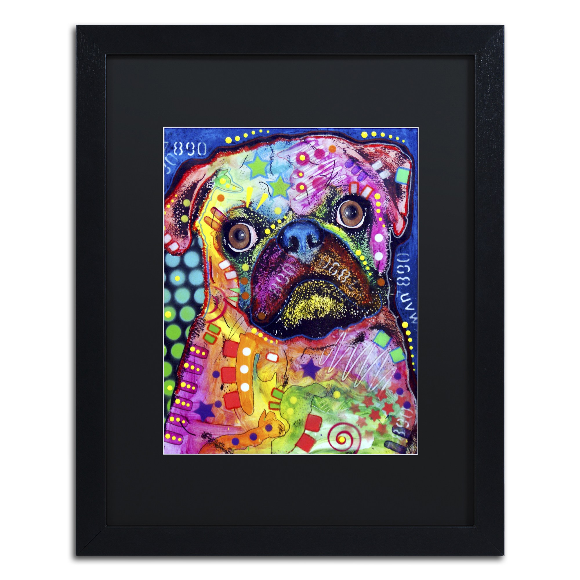 Trademark Fine Art "Pug 92309" Canvas Art by Dean Russo, Black Matte, Black Frame