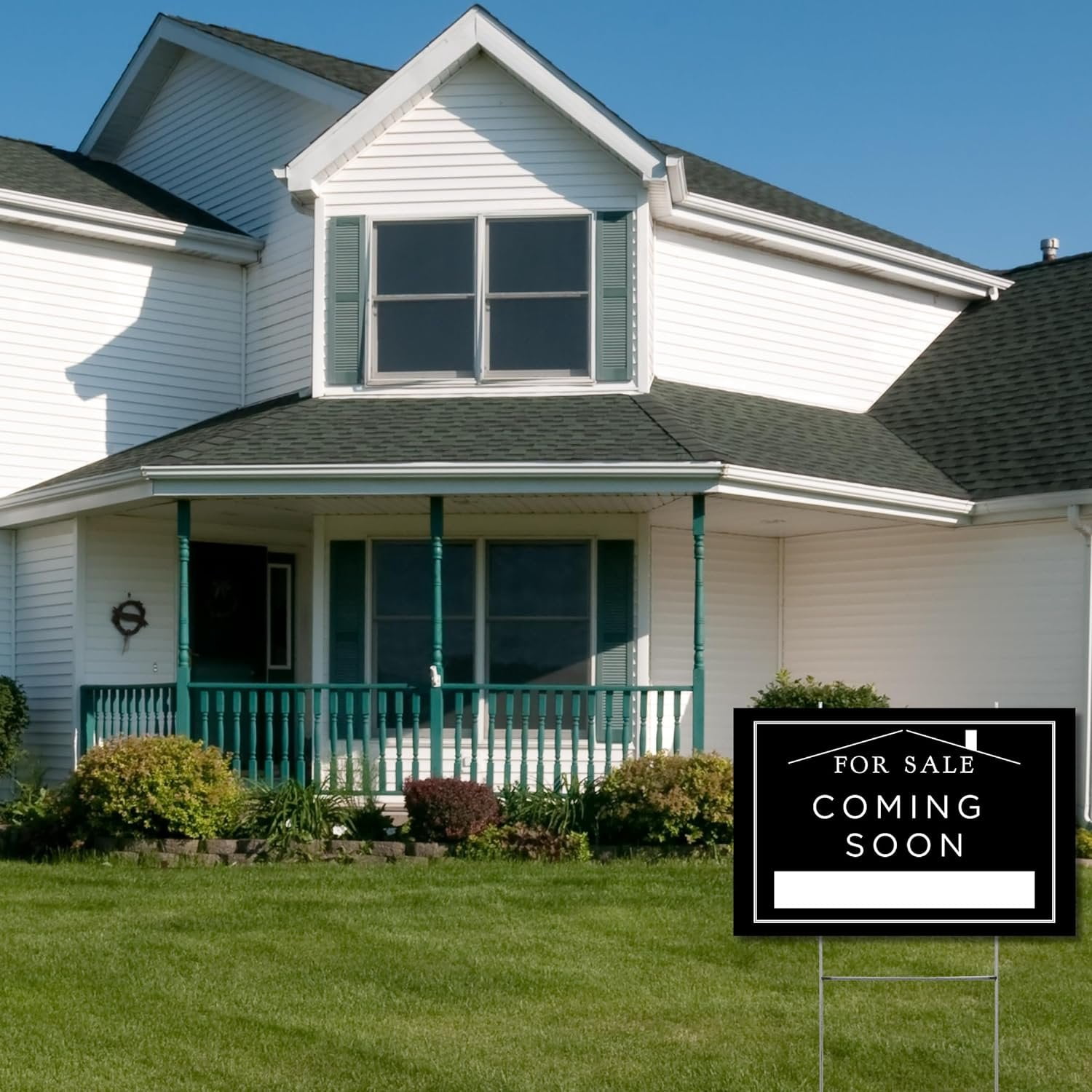 Coming Soon Real Estate Sign for Home  12 x 18 Yard Sign with H Frame Stake Home for Sale by Owner Double Sided Open House Realtor Black White Minimalist Modern