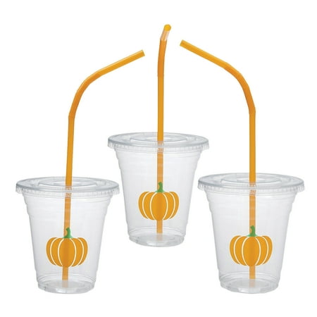 

Clear Pumpkin Cups with Lids & Straws - 50 Ct.