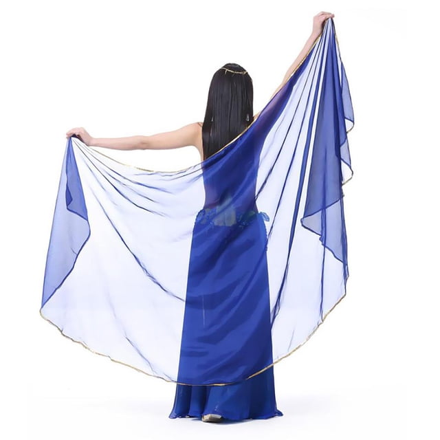 Bufanda de Cintura de Danza de Vientre Macarena Pañuelo de Cadera con Lentejuelas de Gasa Ligera Azul real 250 x 120 cm