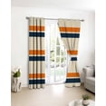thumbnail image 3 of Orange Blue Stripe Blackout Curtains for Bedroom/Living Room, Thermal Insulated Kitchen Curtains, Minimalist Farmhouse Stripes Grommet Darkening Window Treatment Drapes 27.5"x39"x2, 3 of 8