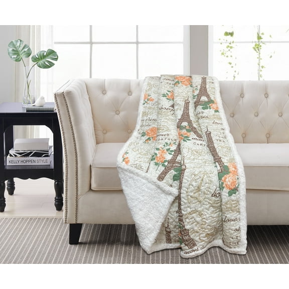 Vintage Paris Peach Sherpa Throw