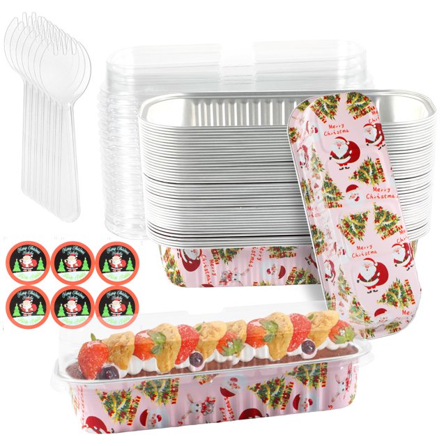 Mini Moldes para Pan de Molde ylnurac Navidad Rosa con Tapas 200 ml Paquete de 50