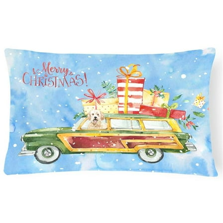 Merry Christmas Goldendoodle Canvas Fabric Decorative Pillow