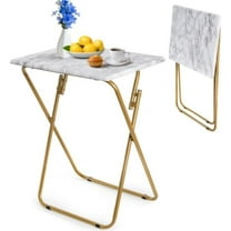 Folding TV Tray Table, Rectangular TV Trays Dinner Snack Table for Eating on Couch, Portable Sturdy Marble Laptop Table with No Assembly Required for Bed, Recliner, Small Space$$Furniture