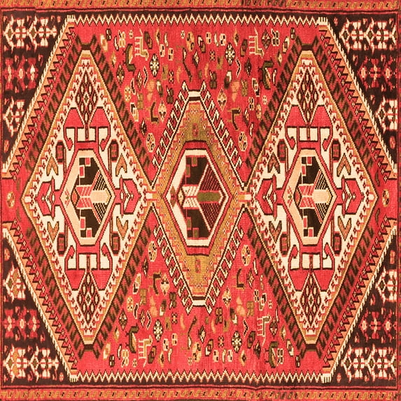 Ahgly Company Indoor Square Persian Orange Traditional Area Rugs, 6' Square