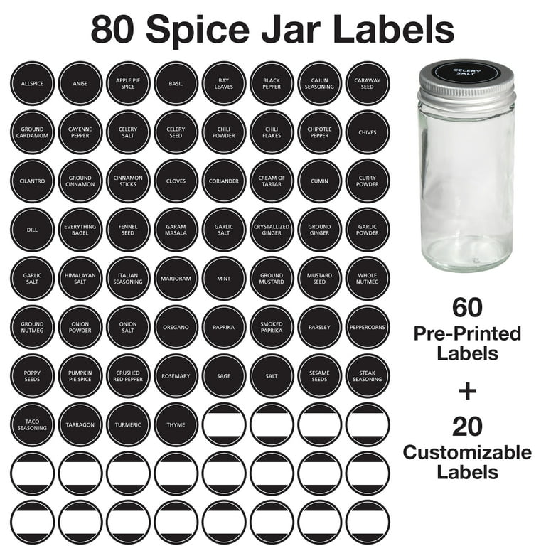 Spice Rack with 30 Glass Spice Jars, 80 Labels, 5 Measuring Spoons