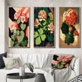 thumbnail image 1 of Designart "Retro Geranium Blooming in Red and Green I" Floral Framed Wall Art Set Of 3 - Red Traditional Frame Gallery Wall Set For Home Decor, 1 of 6