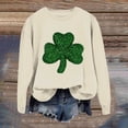 thumbnail image 4 of DGMIOCS St. Patrick's Day Party Sweatshirt for Women Clover Graphic Crewneck Pullover Beige M, 4 of 5