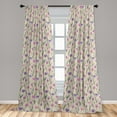thumbnail image 2 of Tulip Pattern Window Curtains, Retro Vibes Blooming Flowers Boho Garden Scene Composition Art, Lightweight Decor 2-Panel Set with Rod Pocket, Pair of - 28"x84", Peacock Green Blue Violet, by Ambesonne, 2 of 3