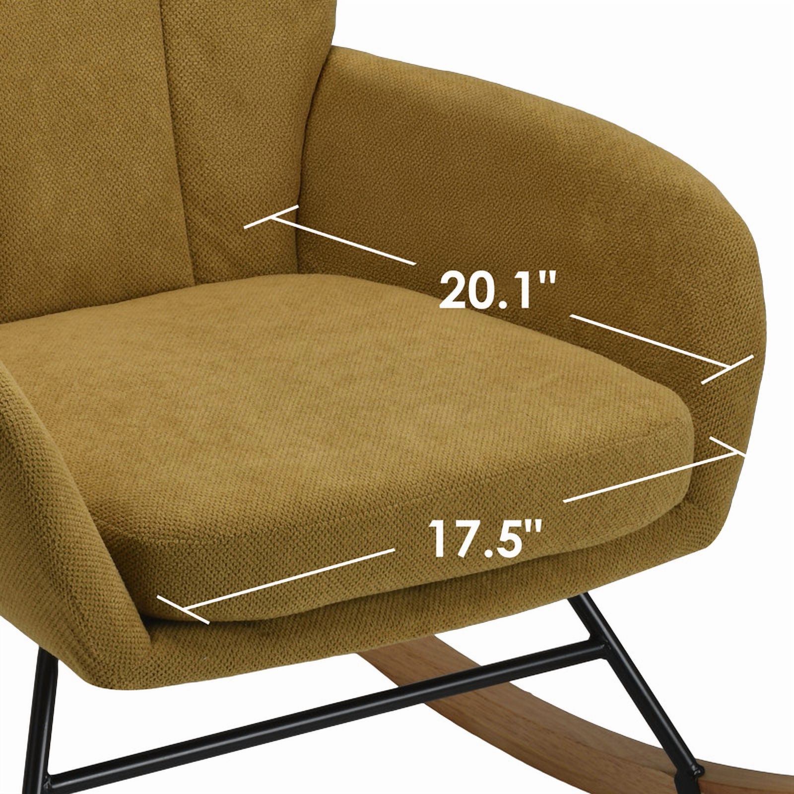 Someet Nursery Rocking Chair, Upholstered Rocking Accent Chair with High Backrest, Comfortable Rocker with Padded Seat for Living Rooms, Bedrooms, Offices, Yellow
