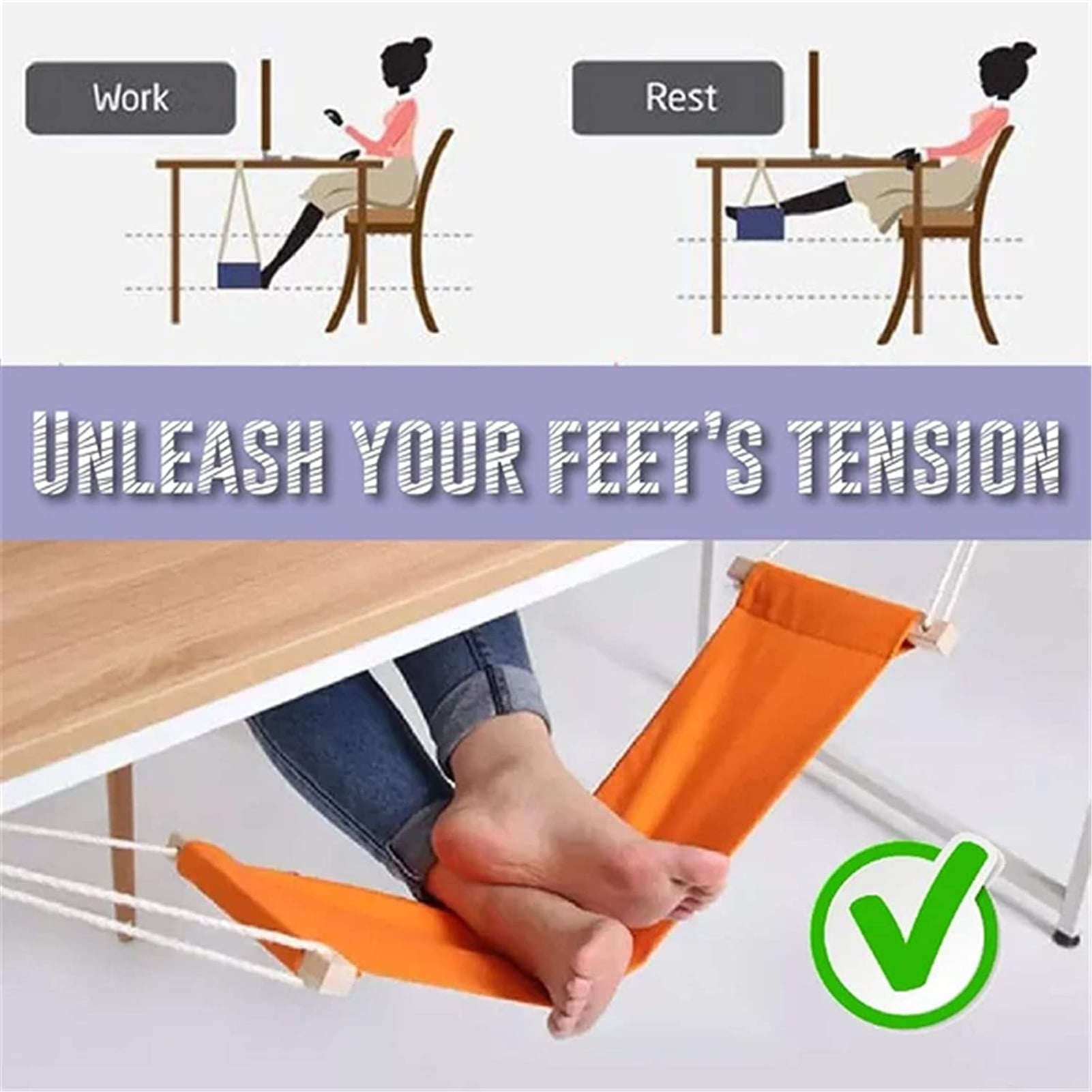 ZOWEE Canvas Foot Rest Desk Hammock,Mini Office Under Desk Foot Rest Stand Foot  Hammock , Adjustable