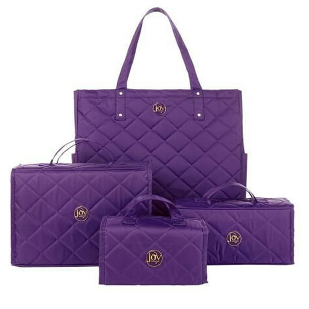 Joy Mangano 4piece Quilted Better Beauty Case Set w/RFID Big Shopper