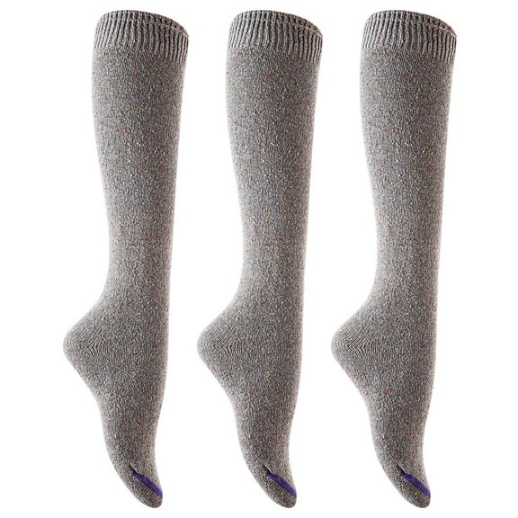 Lian LifeStyle Big Girls Women's 3 Pairs Cute Knee High Cotton Socks, Cozy Fluffy Fancy with a Wide Color and Size Range Size 6-9 LSBG8212-3p(Grey)