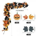 thumbnail image 2 of 6 FT Artificial Maple Leaves Wreath - Halloween Pumpkin Garland, Halloween,Thanksgiving Garland for Party Table Fireplace, Halloween Decoration, Fall Decor - Orange A, 2 of 2