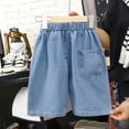 thumbnail image 5 of Gubotare Boys' Summer Denim Shorts 2025 - Lightweight Stretch Cotton Casual Shorts, Breathable Loose Fit 5" Inseam for Kids, Comfort Playwear 24 Months 2T 3T 4T 5T 6T 7-8 Years (Light Blue,1-2 Years), 5 of 5