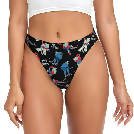 ice hockey black cool Thongs for Women - No Show Seamless Womens Thongs Underwear  Stretch G String Thongs for Women  Ladies Breathable Sexy Thong Bikini Panties Briefs