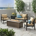thumbnail image 2 of Kingsfield Outdoor 4 Seater Wicker Chat Set with Fire Pit, Brown and Tan, 2 of 9