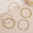 thumbnail image 3 of Gold Beaded Bow Paperclip Cross Pearl Stretch Bracelet Set Non Tarnish Chunky Stack Jewelry for Women Girls Christmas Gifts Stocking Stuffers, 3 of 5