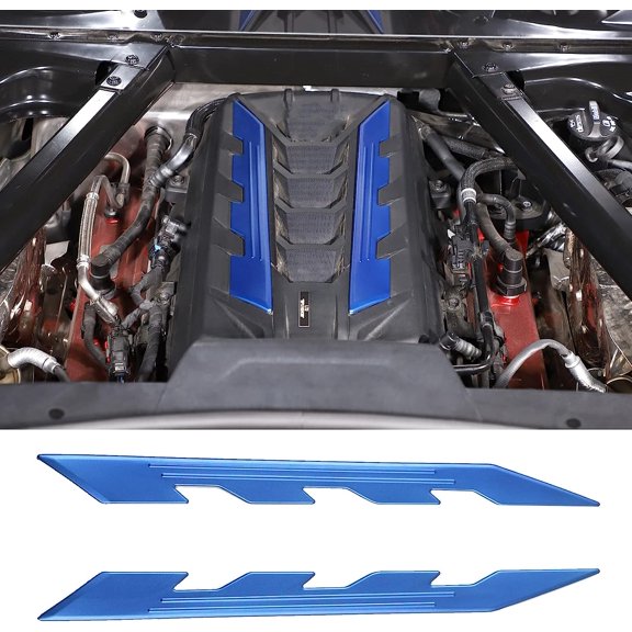 TINKI Engine Bay Panel Logo Trim Strip Compatible with Chevrolet Corvette C8 2020-2023, Aluminum Engine Compartment Left Right Panel Decoration Strip Sticker, 2PCS