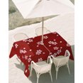 thumbnail image 2 of 60x102 Inch Outdoor Tablecloth with Umbrella Hole Zipper Rectangle Red Pink Cherry Blossom Rectangular Tablecloths Outside Waterproof Farmhouse Petals Falling Patio Table Cloth Cover for Picnic Party, 2 of 8