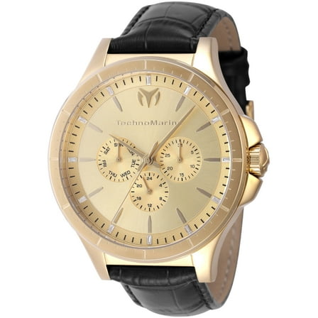 TechnoMarine Mens MoonSun Quartz Chronograph Gold Dial Watch