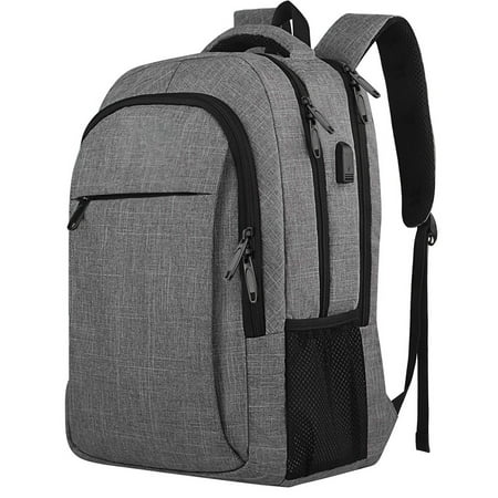 Travel Laptop Backpack, Business Anti Theft Slim Durable Laptops Backpack with USB Charging Port, Water Resistant College School Computer Bag Gifts for Men & Women Fits 15.6 Inch Notebook, Grey