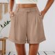 thumbnail image 3 of MKLEKYY Pantalones Cortos de Vestir de Cintura Alta para Mujer con Pliegues, Bolsillos Laterales y Espalda Elástica, Cómodos, Transpirables, Informales, para Viajar, Verano, Primavera y Otoño., 3 of 4