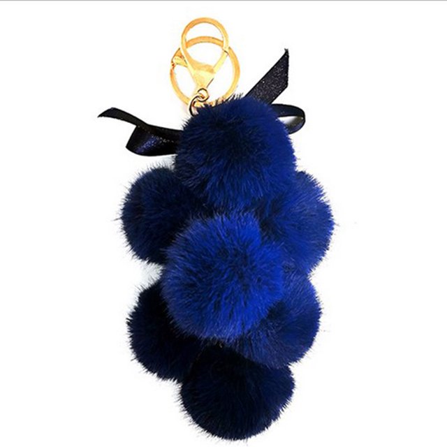 Coofit Porte-clés Boule en Fausse Fourrure Nœud Papillon Motif Raisin Breloque Boule Pompon Pendentif de Sac
