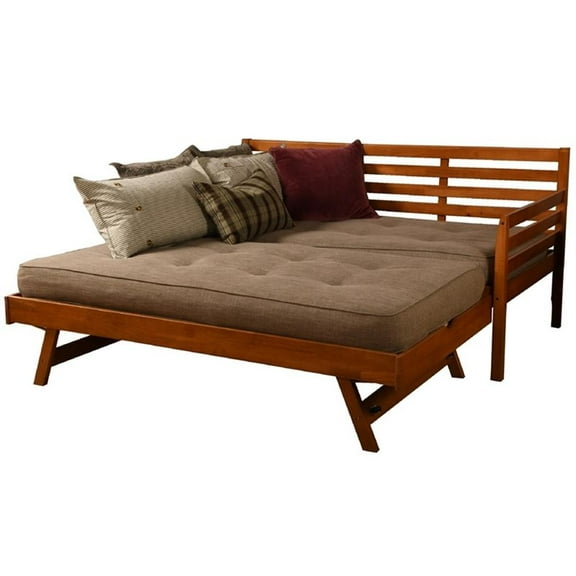 Bowery Hill Twin to King Size Daybed in Wood in Mahogany - Easy Assembly