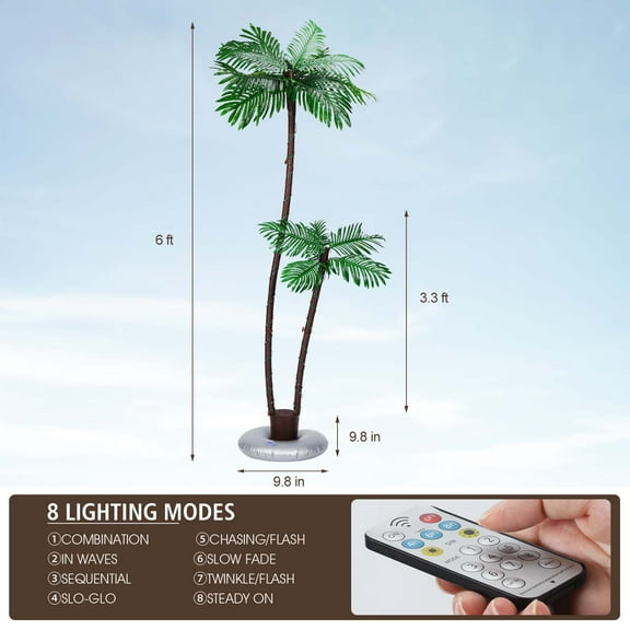 TUOREN 6 ft Palm Artificial Trees in White Nylon Stone