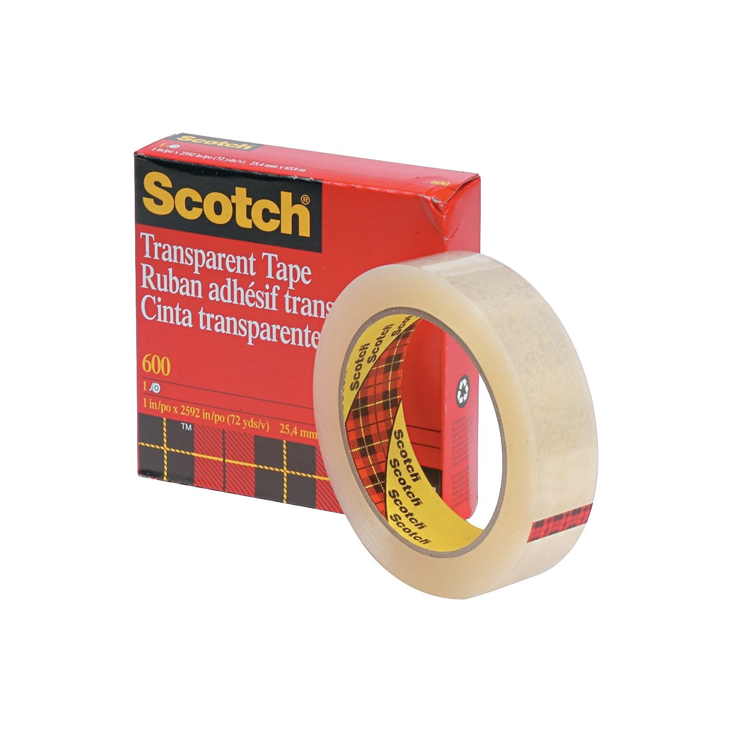 Scotch(R) Transparent Tape, 3in. Core, 1in. x 2,592in.