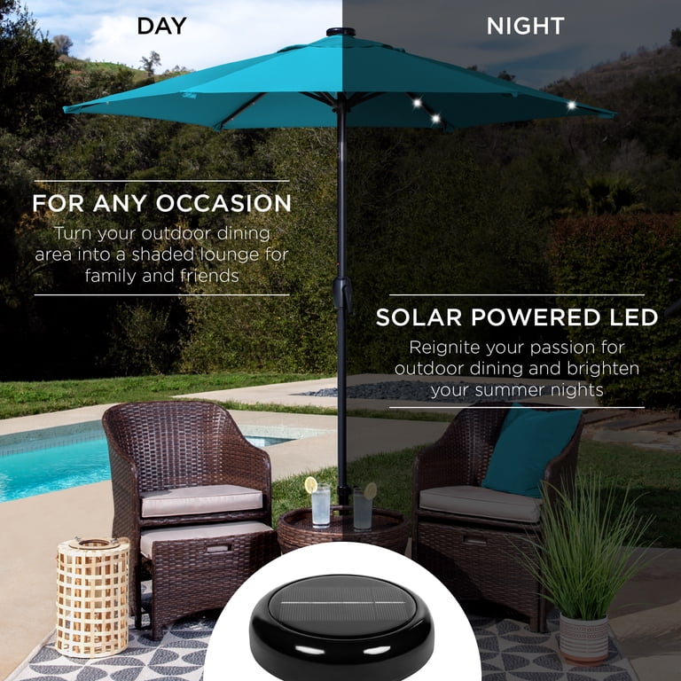 7.5 ft solar patio umbrella Best Choice Products 7.5ft Outdoor for Deck, Pool w/ Tilt, Crank, LED Lights Easy Operation Best Choice Products 7.5ft Solar