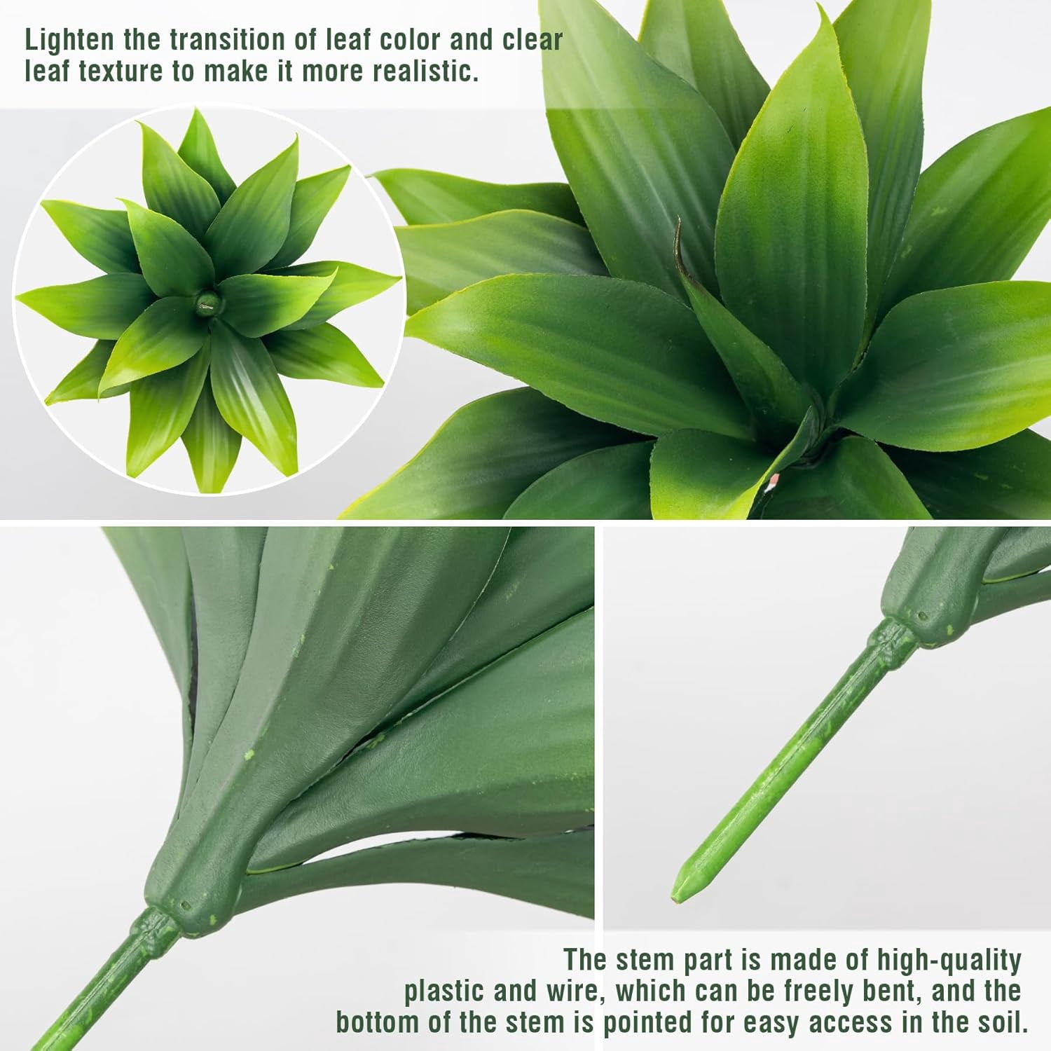 Fake Plants Artificial Agave Plants 13.8" Large UV Resistant Fake Agave Planters for Indoor and Outdoor Decorating Tropical Plant Succulents Greenery Indoor Decor(2Pack, Purple