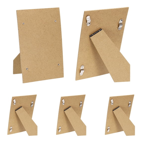 Uxcell 5Pcs Easel Back for Picture Frame, 4" x 6" Replacement Picture Frame Easel Back with Hinged Hangers DIY Photo Backing Board for Photo Frames Tiles, Tabletop Wall Display, Wooden