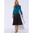 thumbnail image 4 of DARING DIVA Women's See Through Mesh Mock Neck Velvet Floral Tee Shirts S Blue, 4 of 6