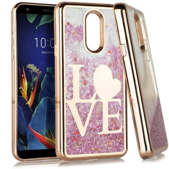 GSA Liquid Glitter Image Case For LG K40 LM-X420, LG Solo LTE Love Rose Gold