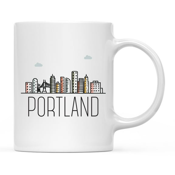 Koyal Wholesale Colorful City Skyline Graphic Ceramic Coffee Mug, Portland