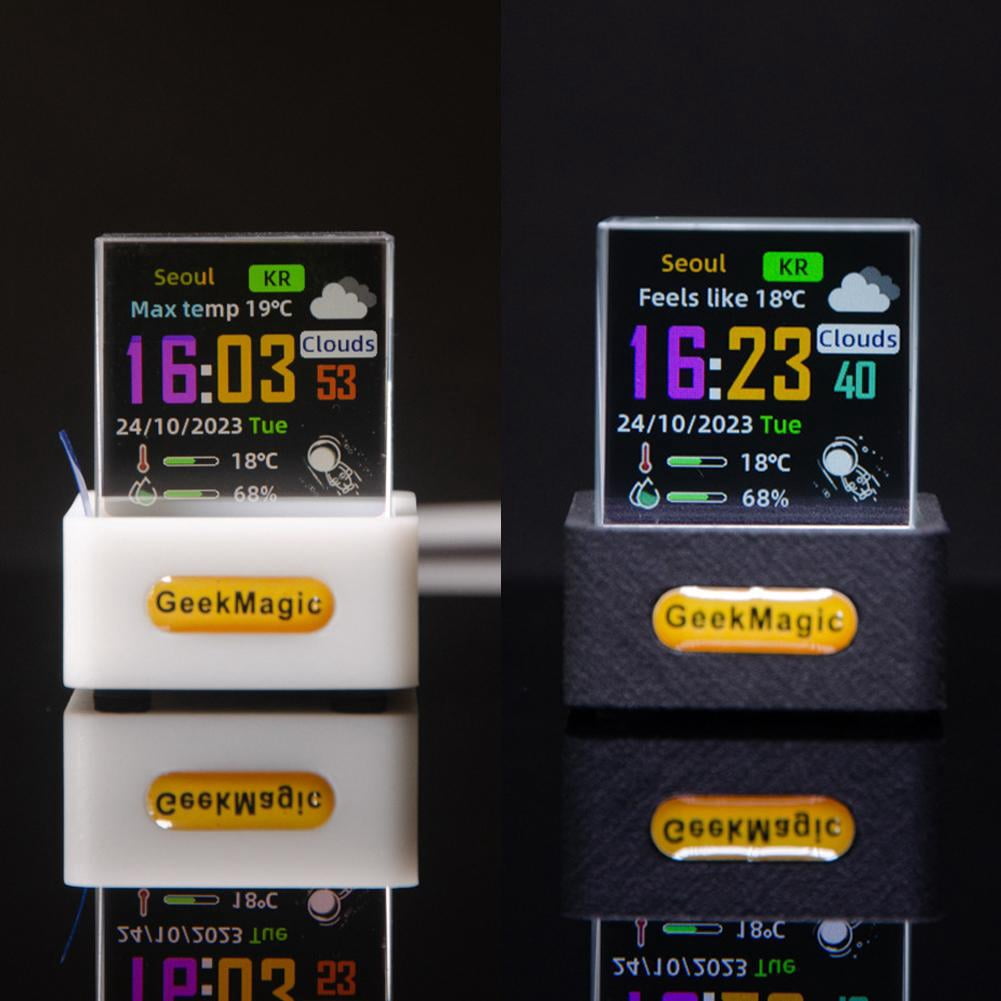 Holographic Crystal 3D Crystal Photo Desktop Decoration Smart Weather Station Digital Clock with GIF Animations and Electronic Image Album
