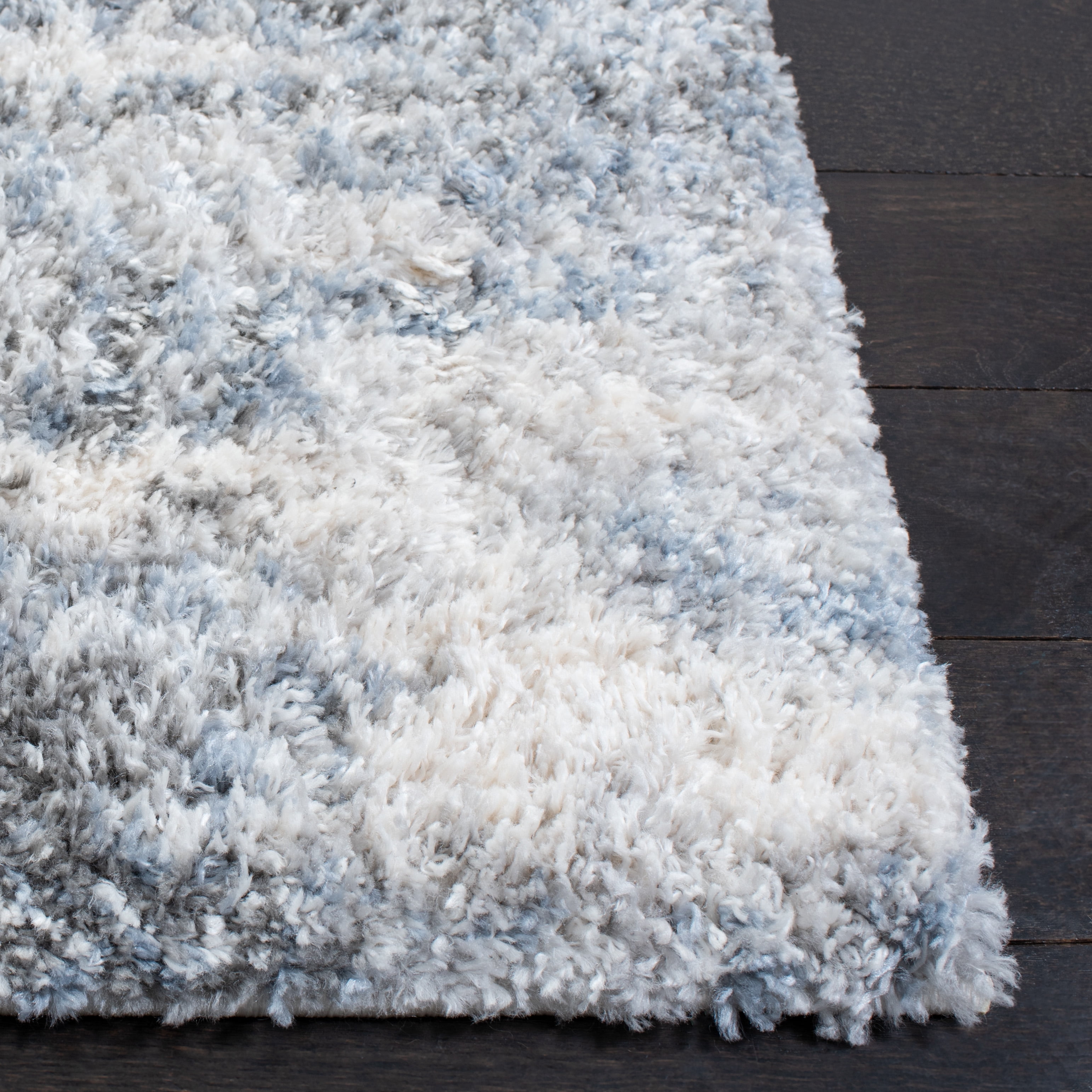 SAFAVIEH Berber Kyler Abstract Shag Area Rug, Ivory/Gray, 9' x 12'