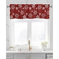 thumbnail image 2 of Red Christmas Snowflake Linen Curtain Valance for Bedroom/Bathroom/Kitchen/Office/Living/Dining Room Window,White Winter Snowflake Xmas Rod Pocket Topper Decorative Cafe Drapes Panel 42"x18", 2 of 6