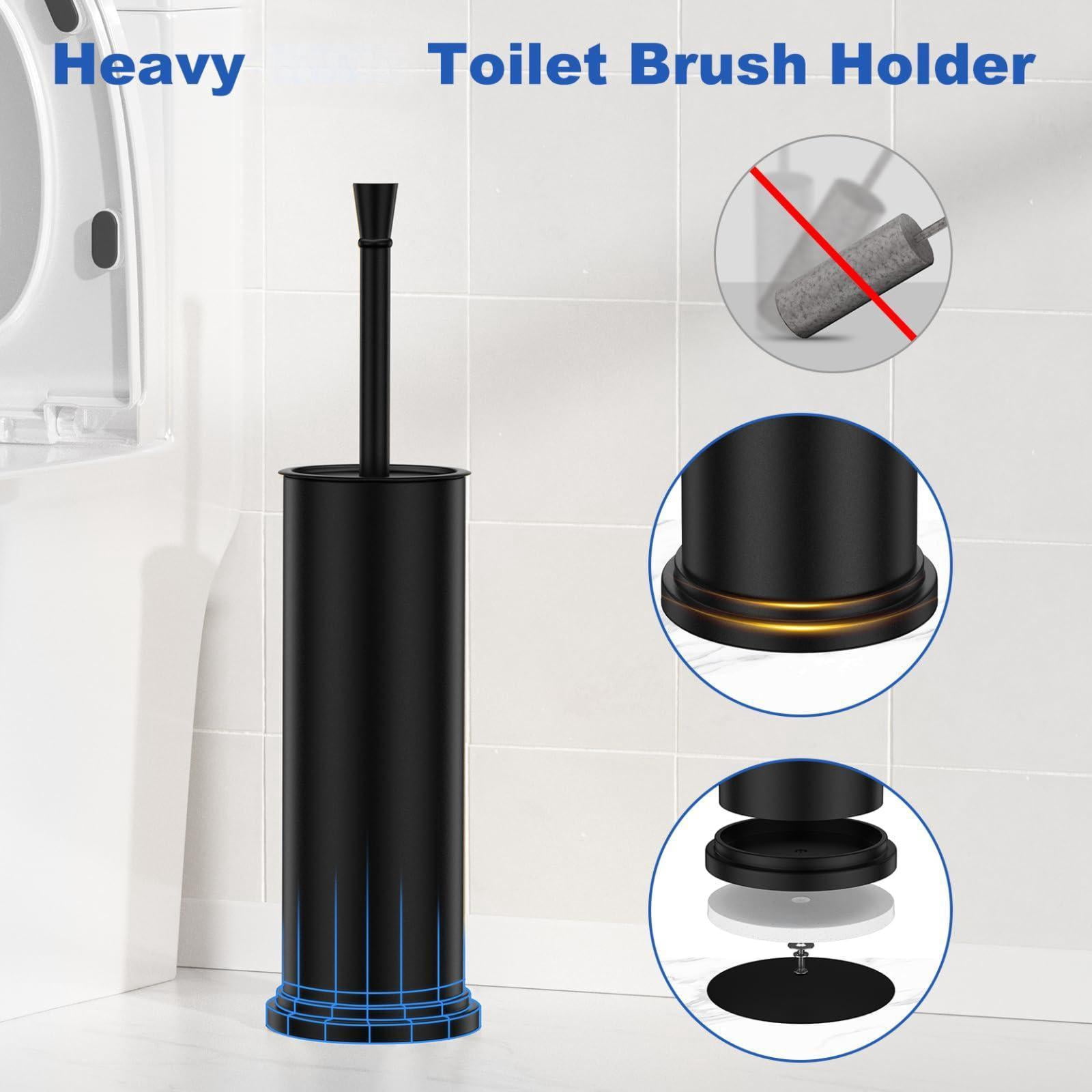 Toilet Brush and Holder Set Black 304 Stainless Steel Bathroom Cleaning