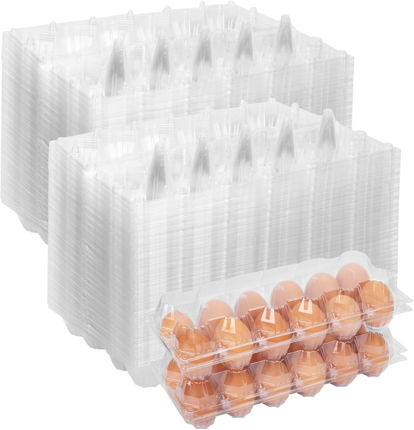 Bulk 120 Pack Egg Cartons, 12 Count Empty Egg Trays for Home Farm or Market Display, 2x6 Grid Design