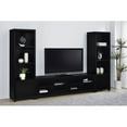 thumbnail image 3 of Pemberly Row Wood 79" TV Stand Media Console with Framed Glass Panels Black, 3 of 13