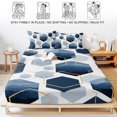 thumbnail image 5 of Queen Size Fitted Sheet Set - Navy Blue Marble 3 Piece Bedding Sets 16" Deep Pocket Fitted Sheet with 2 Pillowcases, Gold White Geometric Hexagon Modern Brushed Microfiber Hotel Luxury Bed Sheets, 5 of 9