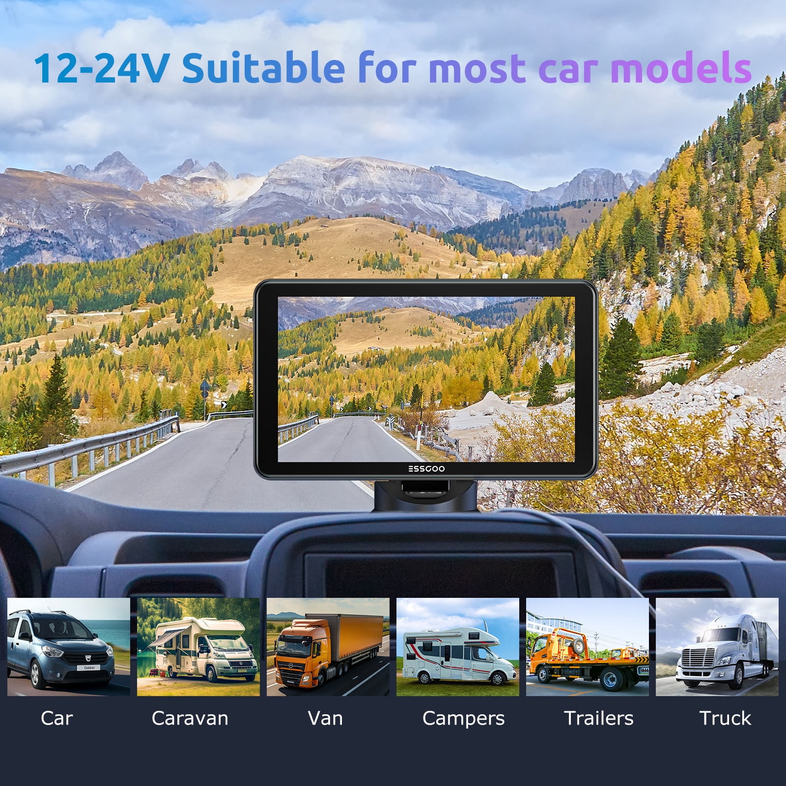 ESSGOO 7" Full HD Wireless Car Stereo: Apple CarPlay & Android Auto, Magic Link Screen Mirroring, Bluetooth 5.0, GPS Navigation, FM/AUX Audio – Universal Fit for Cars, Trucks, SUVs, RVs