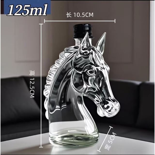 PRETXORVE Bouteille de Whisky en Verre Borosilicate Tête de Cheval